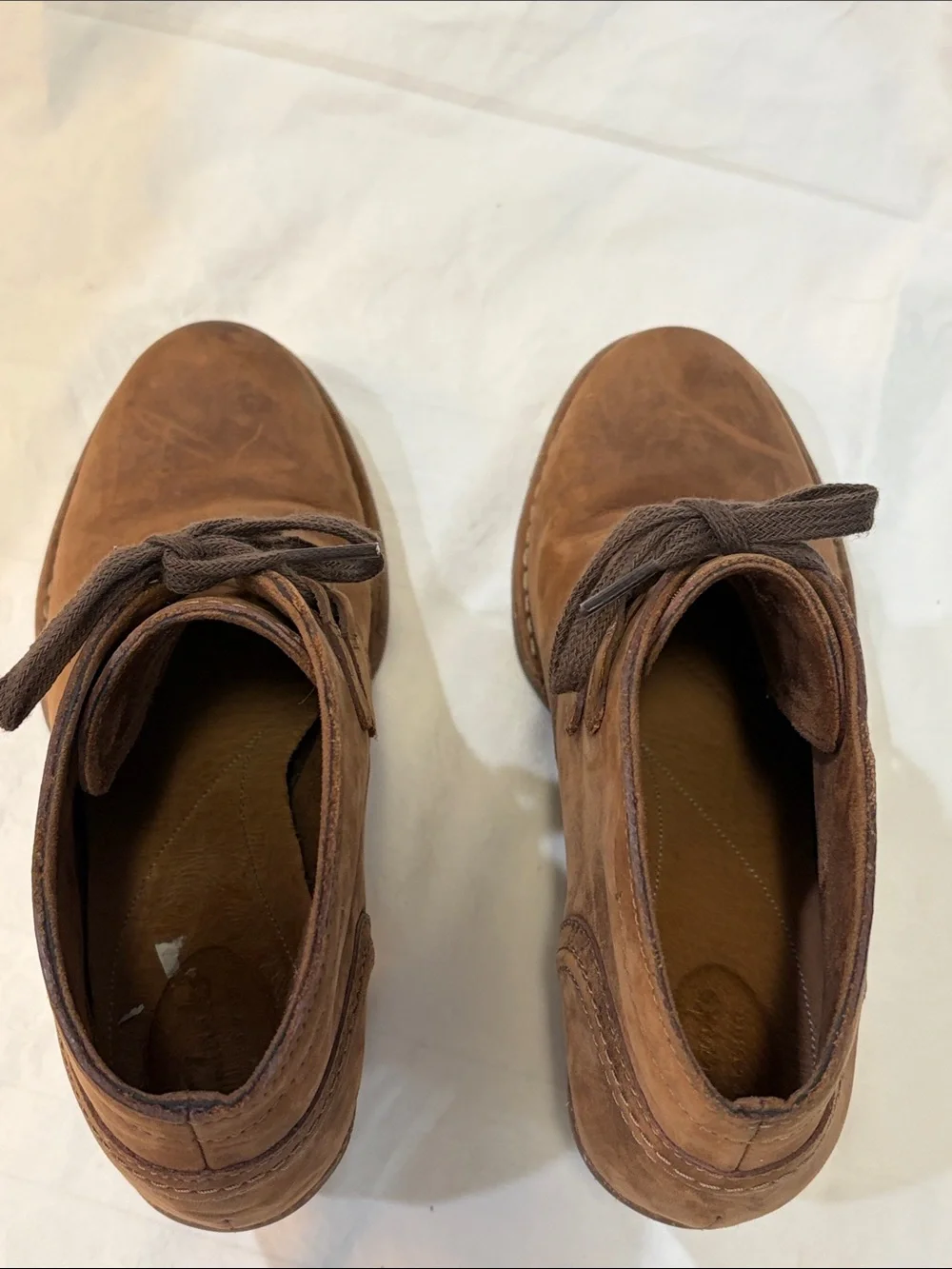 Clarks Brown Suede Lace-Up Ankle Booties